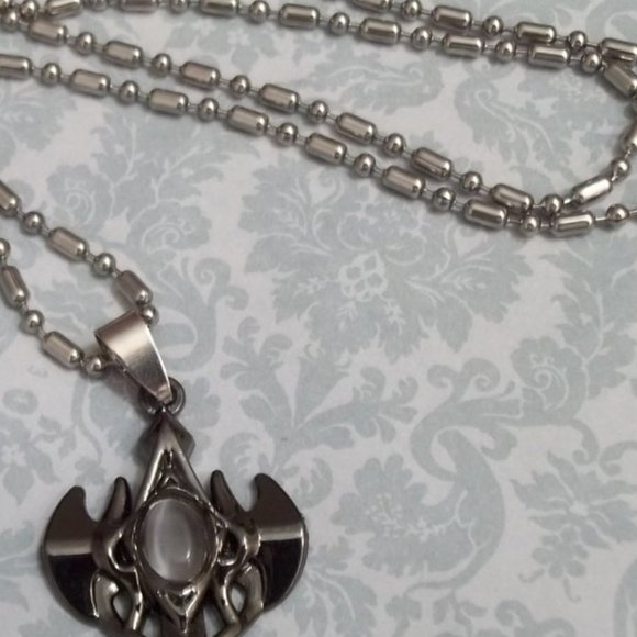 *5/35*  New Black Stainless Steel Cats Eye Necklace - Picture 3 of 5